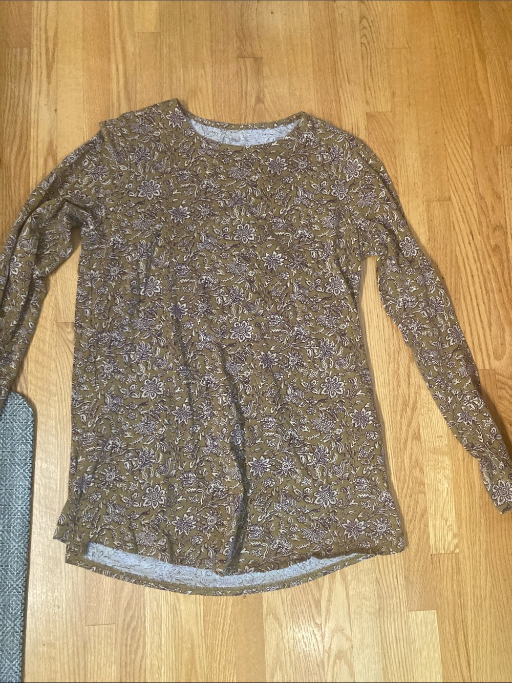 Long Sleeve Floral Print Women’s pure Jill XS   Goldf/green color